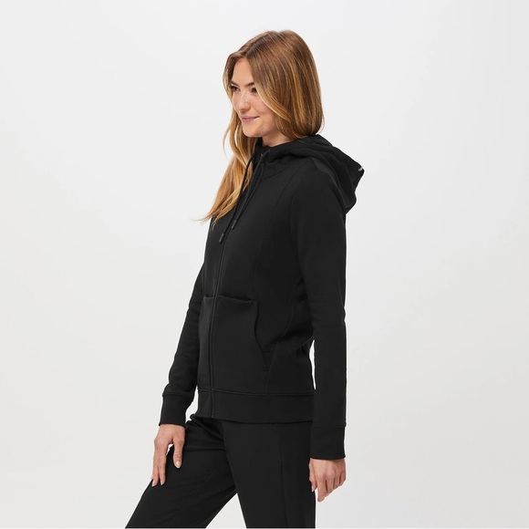 Figs Hoodie Women's Size Extra Small Black On-Shift Full Zip Sweater Hooded - Picture 5 of 13